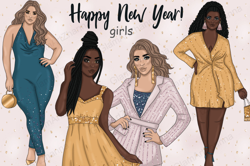 happy-new-year-gold-girls-clipart