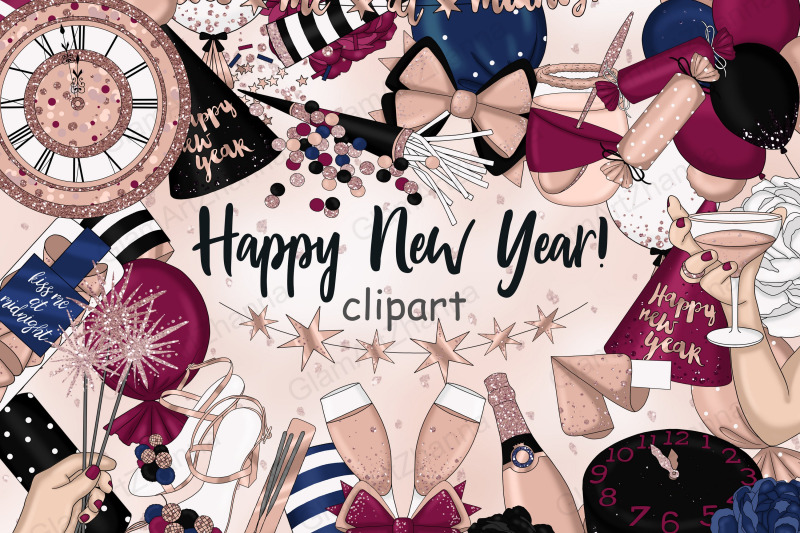 happy-new-year-rose-gold-clipart