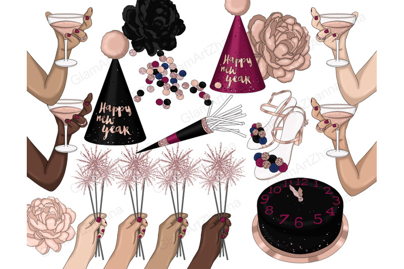 happy-new-year-rose-gold-clipart