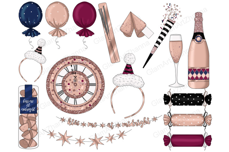 happy-new-year-rose-gold-clipart