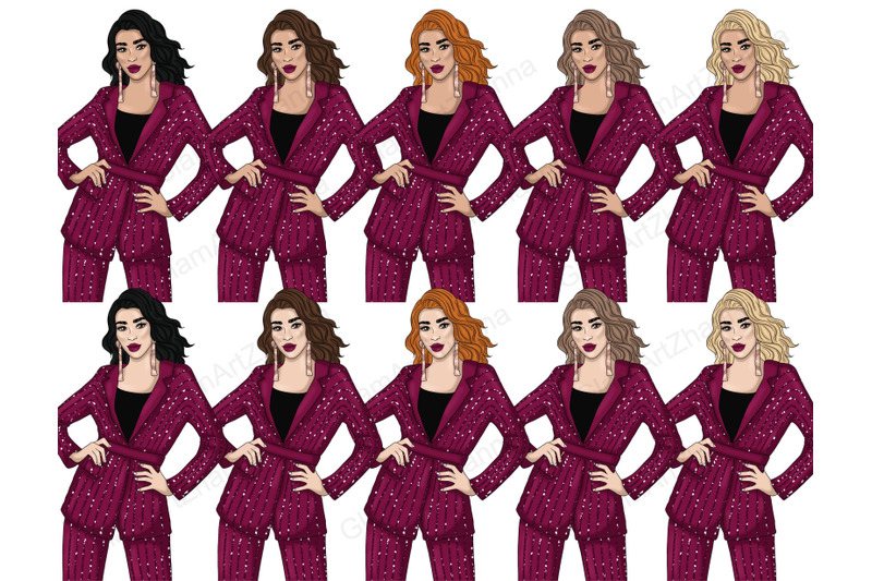 happy-new-year-rose-gold-girls-clipart