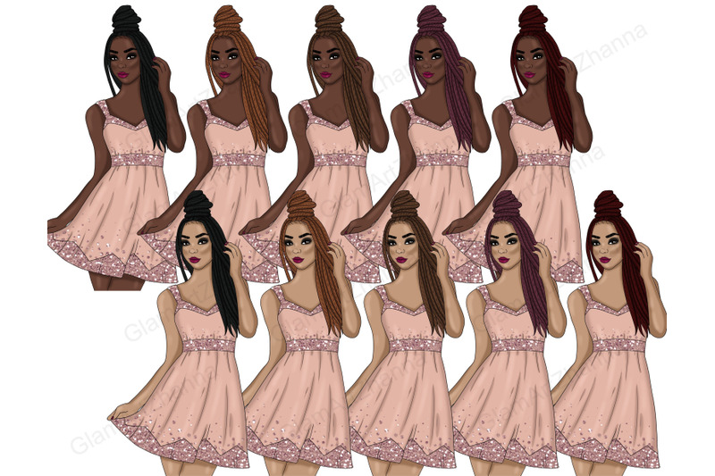 happy-new-year-rose-gold-girls-clipart