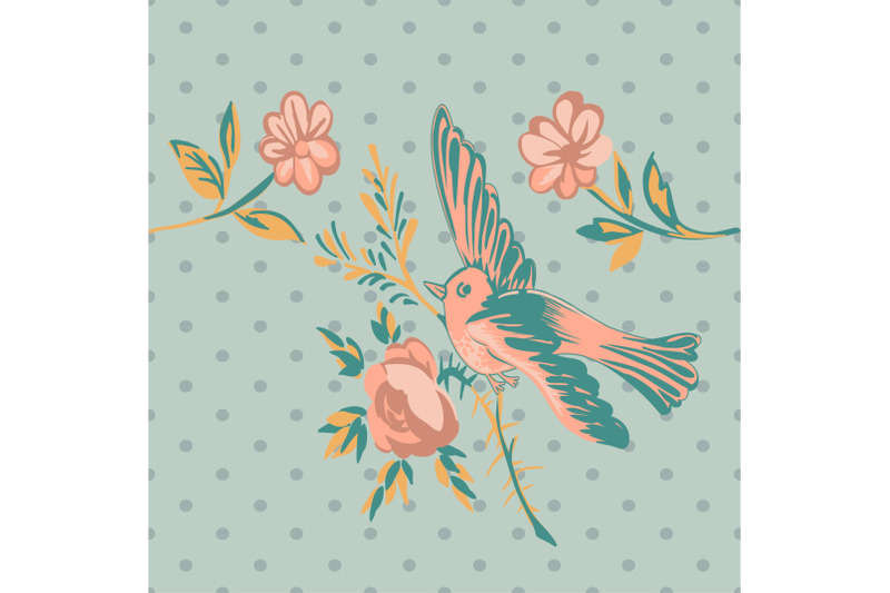 drawing-bird-flying-with-flower-roses-tropical-vintage-print-seamless