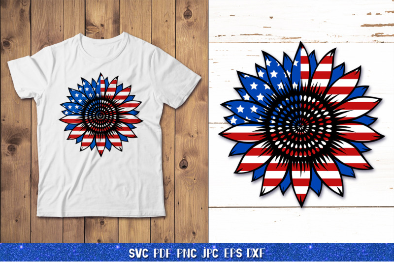sunflower-svg-3d-sunflower-cut-file-patriotic-sunflower