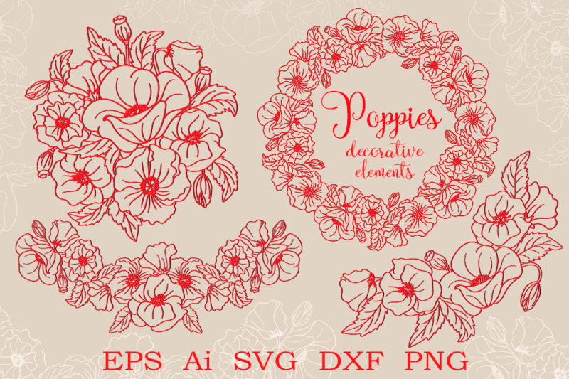 decorative-elements-with-poppies-svg