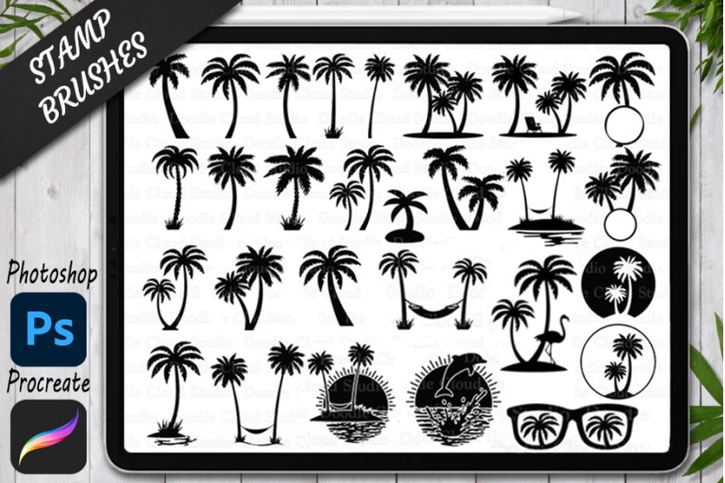 palm-tree-stamps-brushes-for-procreate-and-photoshop-tropical-island