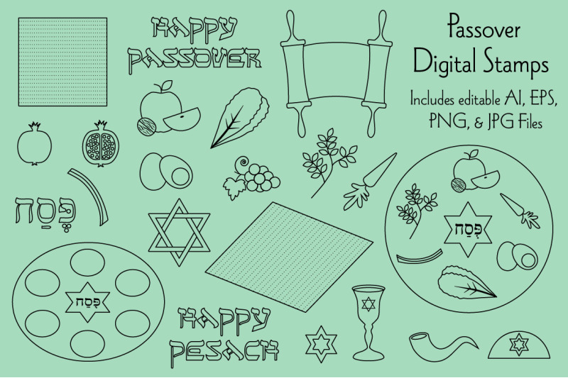 passover-digital-stamps-clipart