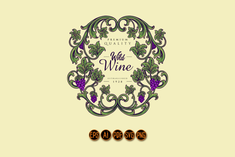 luxury-vintage-wine-floral-label-illustration