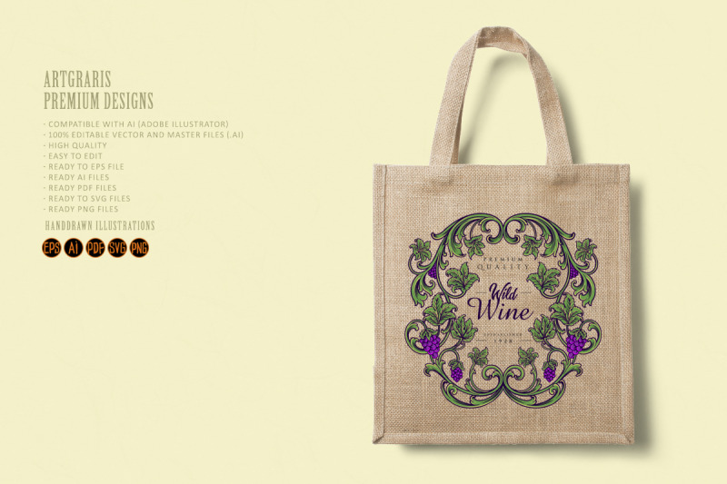 luxury-vintage-wine-floral-label-illustration