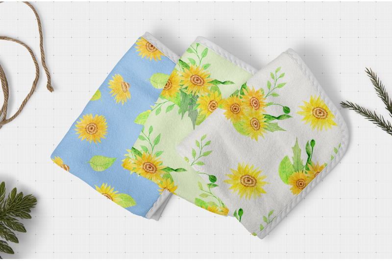 watercolor-sunflowers-poppy-seamless-patterns
