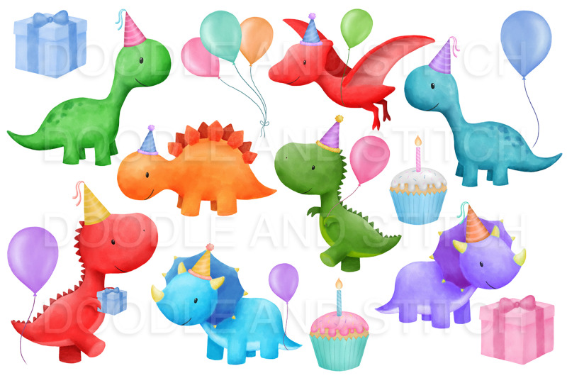 dinosaur-party-watercolor-clipart