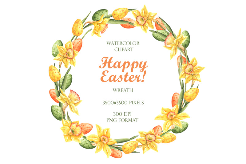 easter-wreath-easter-watercolor-clipart-daffodils-easter-eggs
