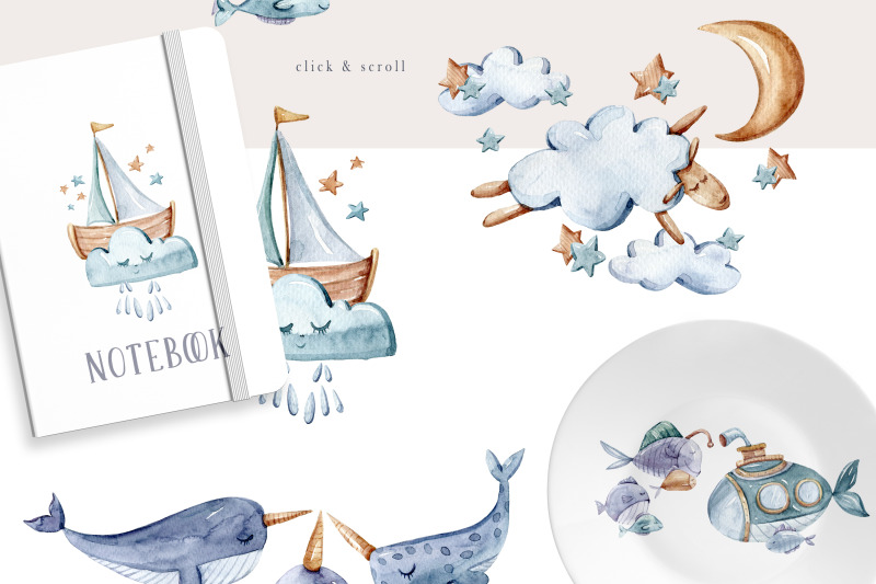 watercolor-cute-sea-animal-clipart-set-7-png-files