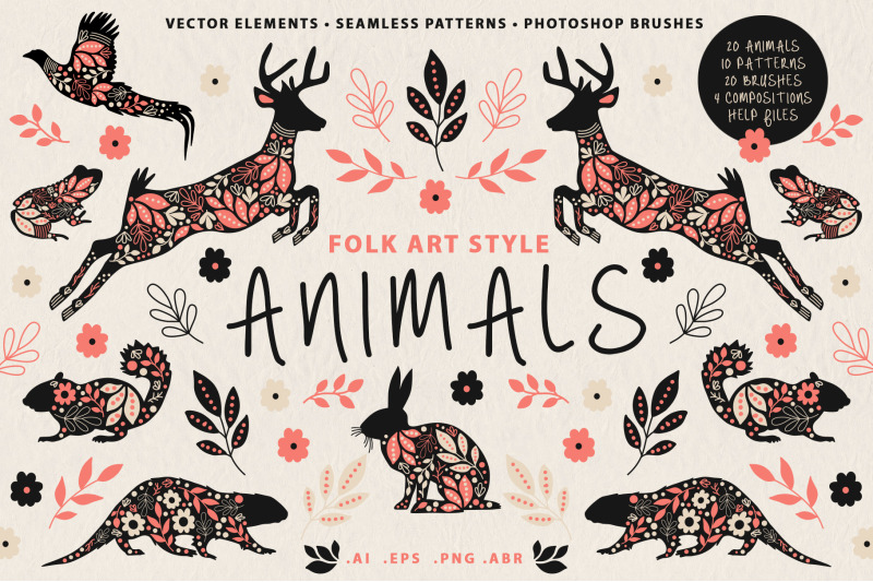 folk-art-animal-vectors-amp-patterns
