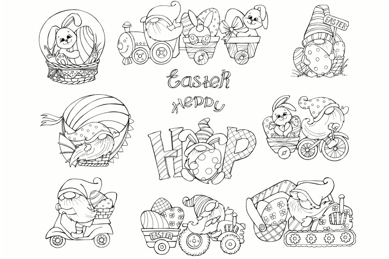 book-happy-easter-gnomes-clipart-line-art-gnome-png-coloring-sketch