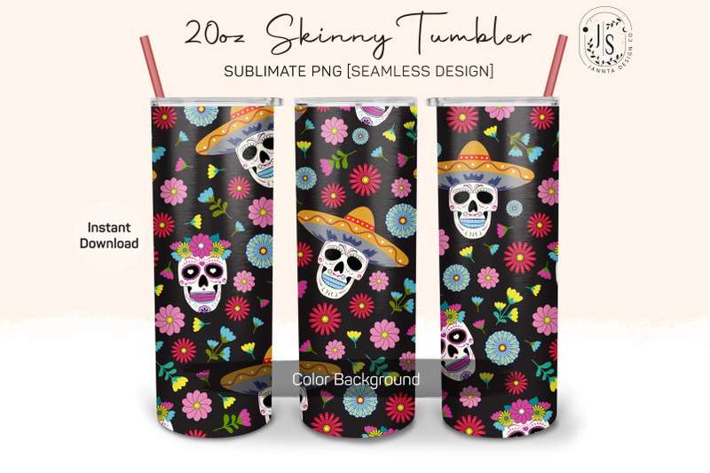 sugar-skull-and-flowers-20oz-tumbler-sublimation-wraps