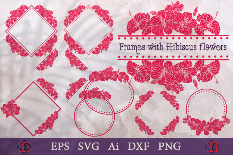 frames-with-hibiscus-flowers-sublimation-svg