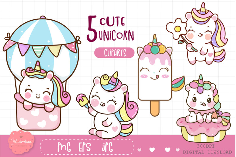 cute-unicorn-clipart-kawaii-cartoon