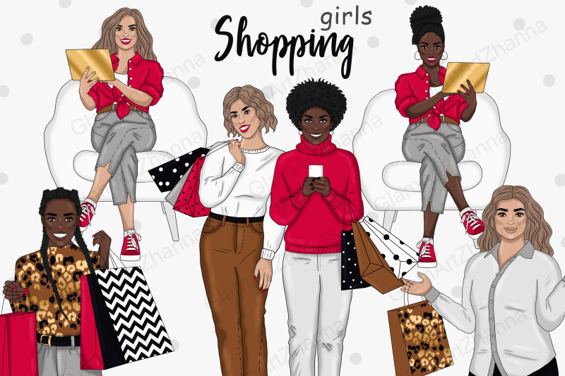 shopping-girls-clipart