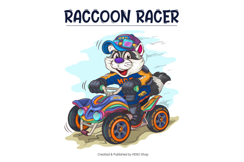 cartoon-raccoon-racer-t-shirt-png-svg