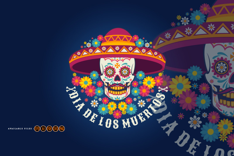 head-sugar-skull-muertos-mexican-illustration