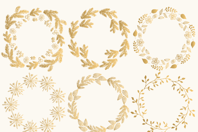 golden-christmas-wreaths-and-branches