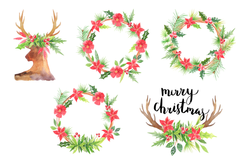 watercolor-christmas-wreathes