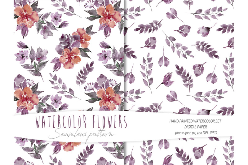 watercolor-simple-floral-seamless-patterns-white-background