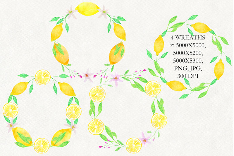 watercolor-lemons-frames-wreaths