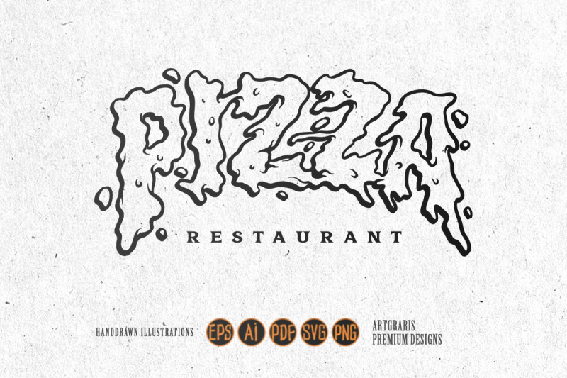 pizza-typeface-melted-for-logo-food-restaurant-monochrome