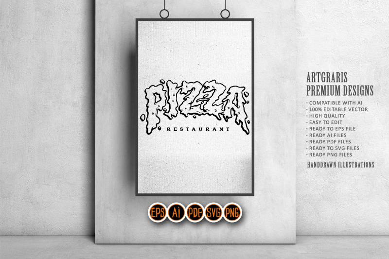 pizza-typeface-melted-for-logo-food-restaurant-monochrome