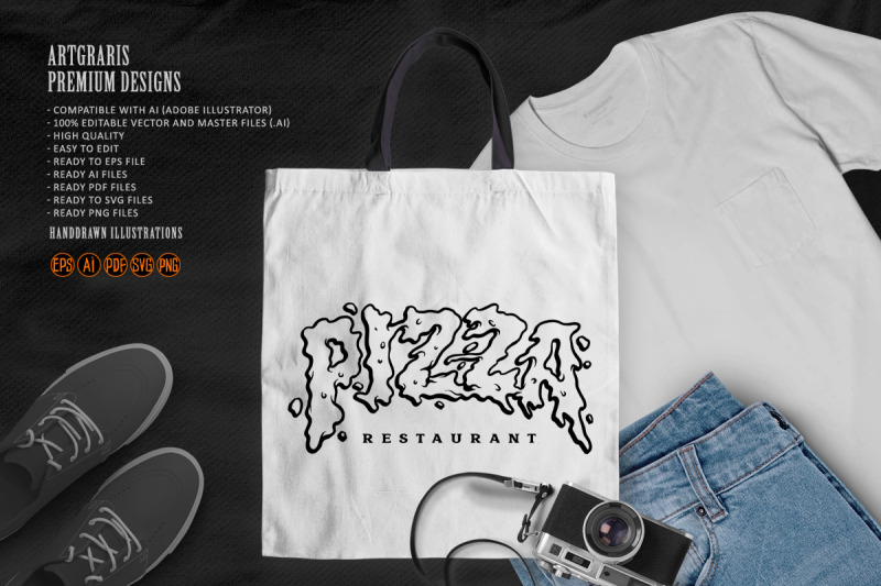 pizza-typeface-melted-for-logo-food-restaurant-monochrome