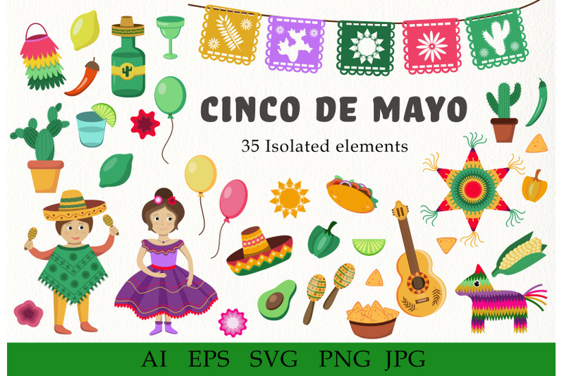 cinco-de-mayo-clipart-set-mexican-fiesta-separated-elements