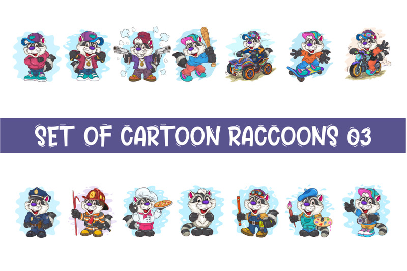 set-of-cartoon-raccoons-03-t-shirt