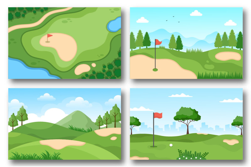 15-playing-golf-sport-flat-illustration