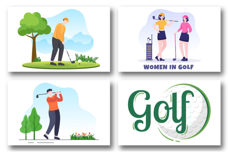 15-playing-golf-sport-flat-illustration