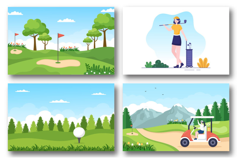 15-playing-golf-sport-flat-illustration