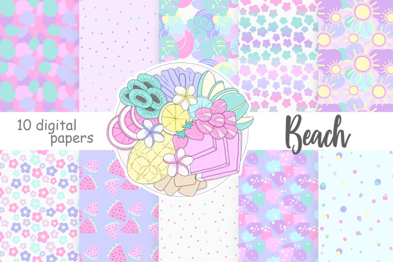 beach-pattern-bundle-pastel-background-set