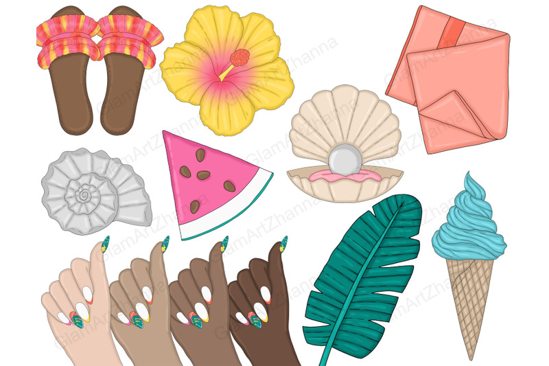 beach-clip-art-bundle-tropical-planner-graphics