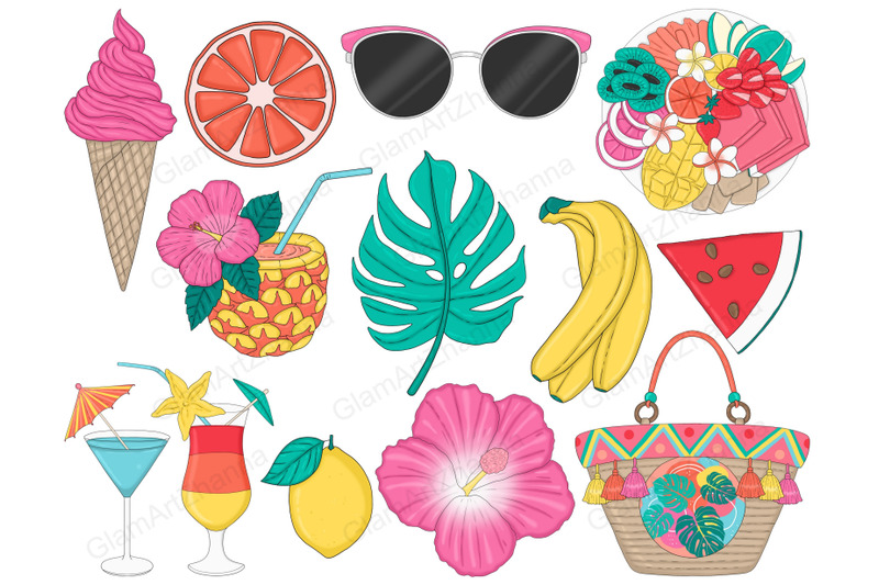 beach-clip-art-bundle-tropical-planner-graphics