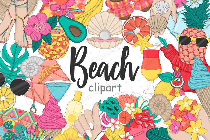 beach-clip-art-bundle-tropical-planner-graphics