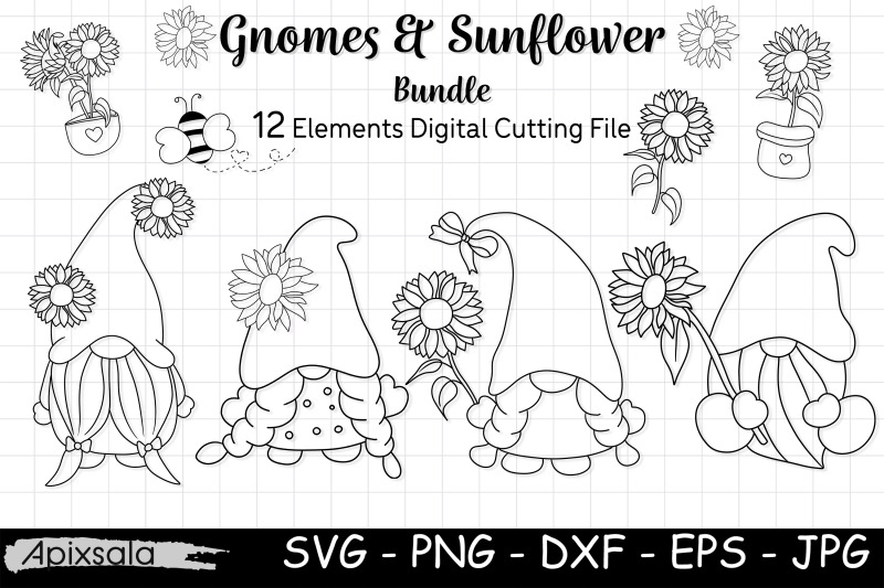 gnome-sunflower-svg-cut-files-digital-stamp