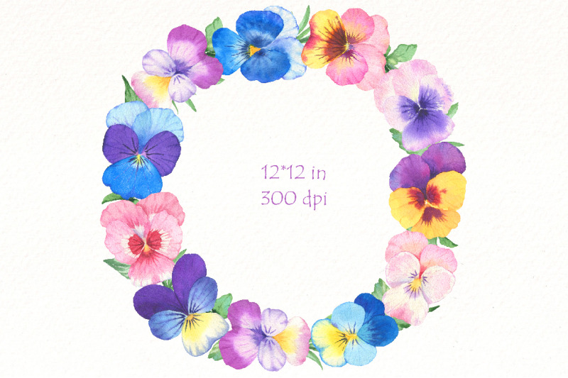 pansy-wreath-watercolor-clipart-wilflowers-floral-png-spring-png