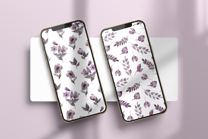 watercolor-simple-floral-seamless-patterns-white-background