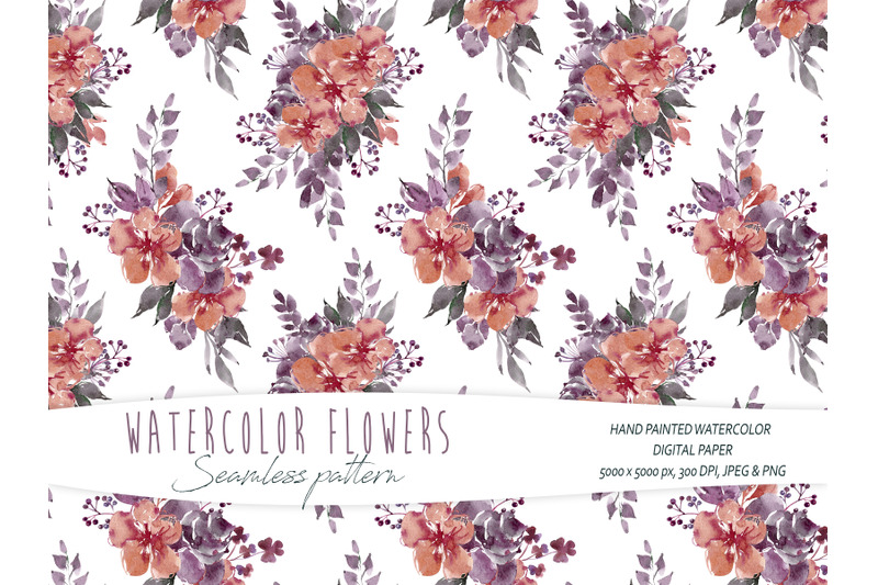 watercolor-simple-floral-seamless-patterns-white-background