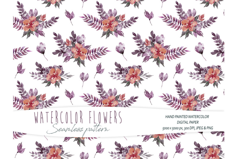 watercolor-simple-floral-seamless-patterns-white-background