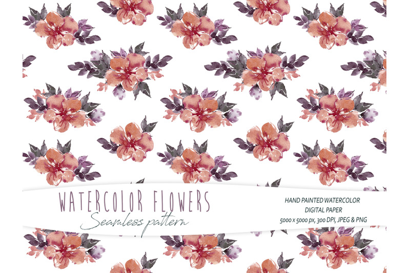 watercolor-simple-floral-seamless-patterns-white-background