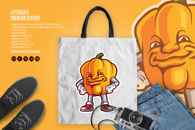 vegetarian-smile-paprika-logo-mascot-illustrations