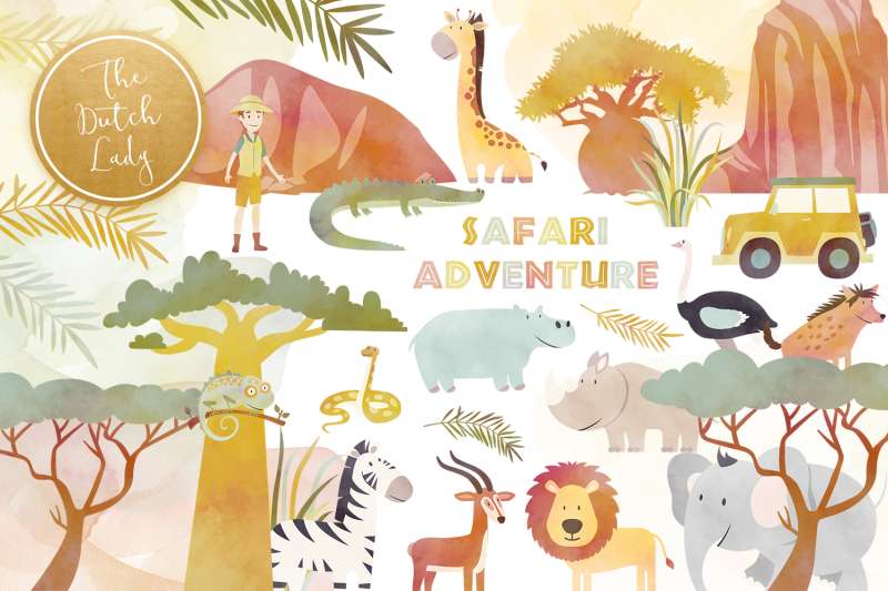 african-safari-adventure-clipart-set