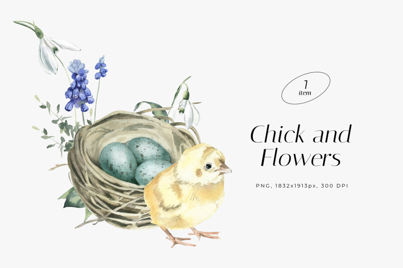 watercolor-illustration-with-chick-nest-and-spring-flowers